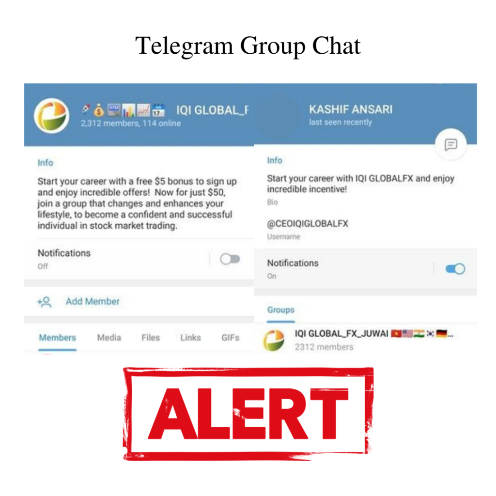iqiglobalfxjuwai.com telegram group is not IQI